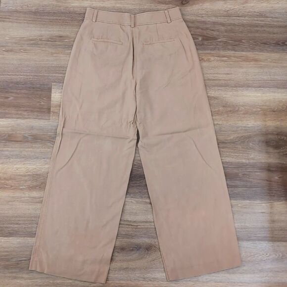 Everlane The Way-High Drape Wide Leg Pleated Khaki Trousers Size 8 Short - Picture 3 of 10